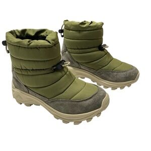 Merrell Boots  Moc Zero Winter Green Tall Quilted Insulated Slip On Youth 4 Snow